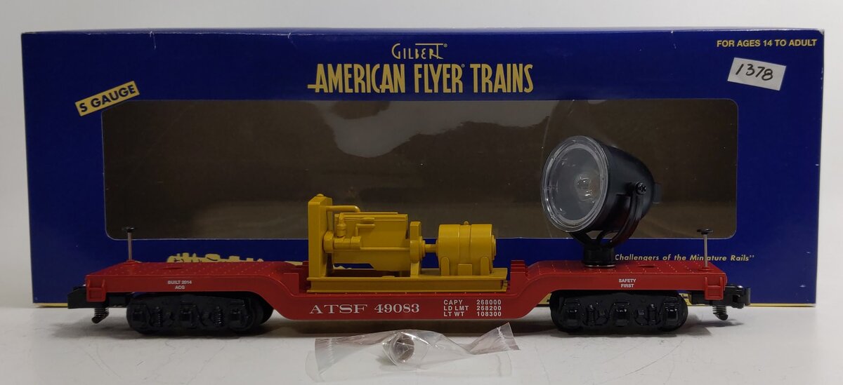 American Flyer 6-49083 S Scale Santa Fe Depressed Center Searchlight Car #49083 LN/Box