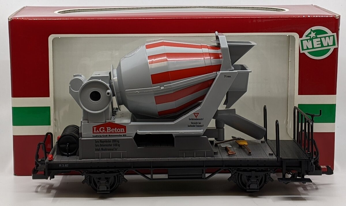 LGB 4055 G Scale LG Beton Flatcar w/Cement Mixer NIB