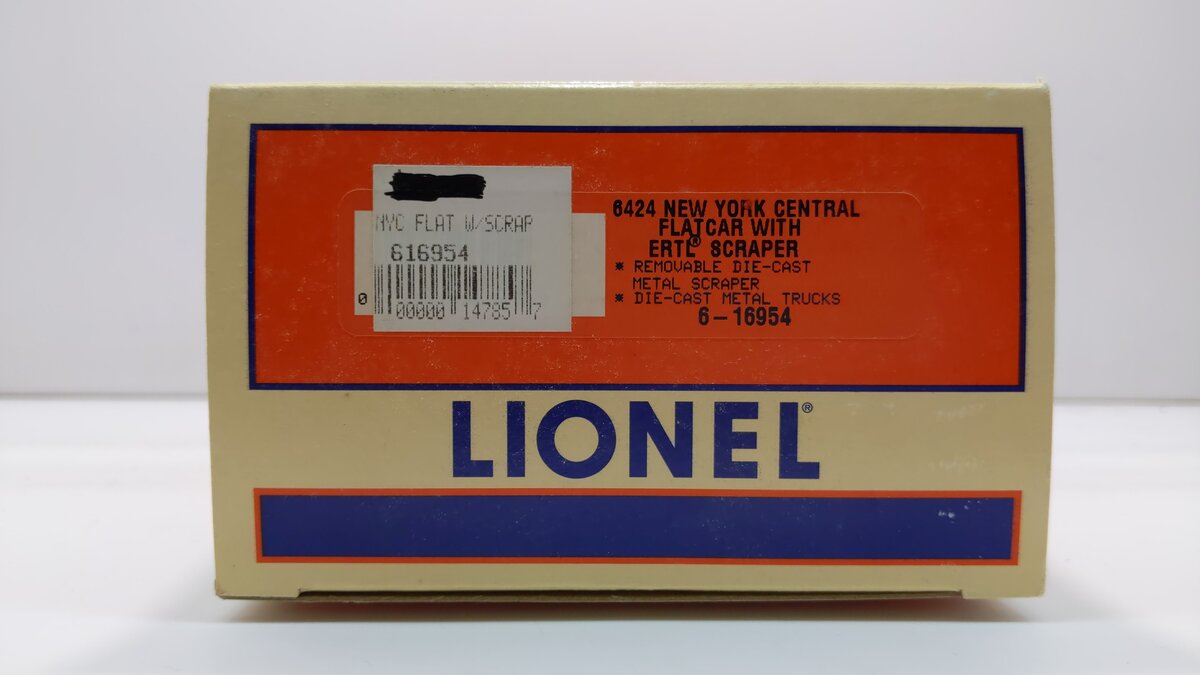 Lionel 6-16954 O Gauge New York Central Flatcar with ERTL Scraper #6424 LN/Box
