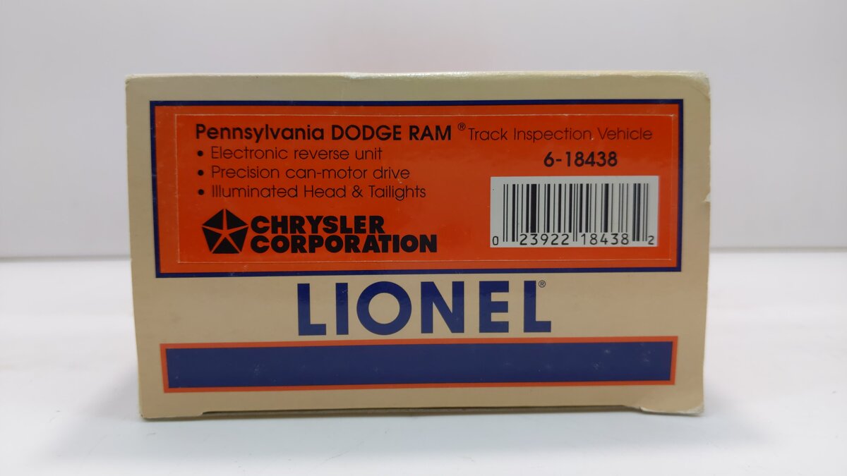 Lionel 6-18438 O Gauge Pennsylvania Dodge Ram Track Inspection Car LN/Box
