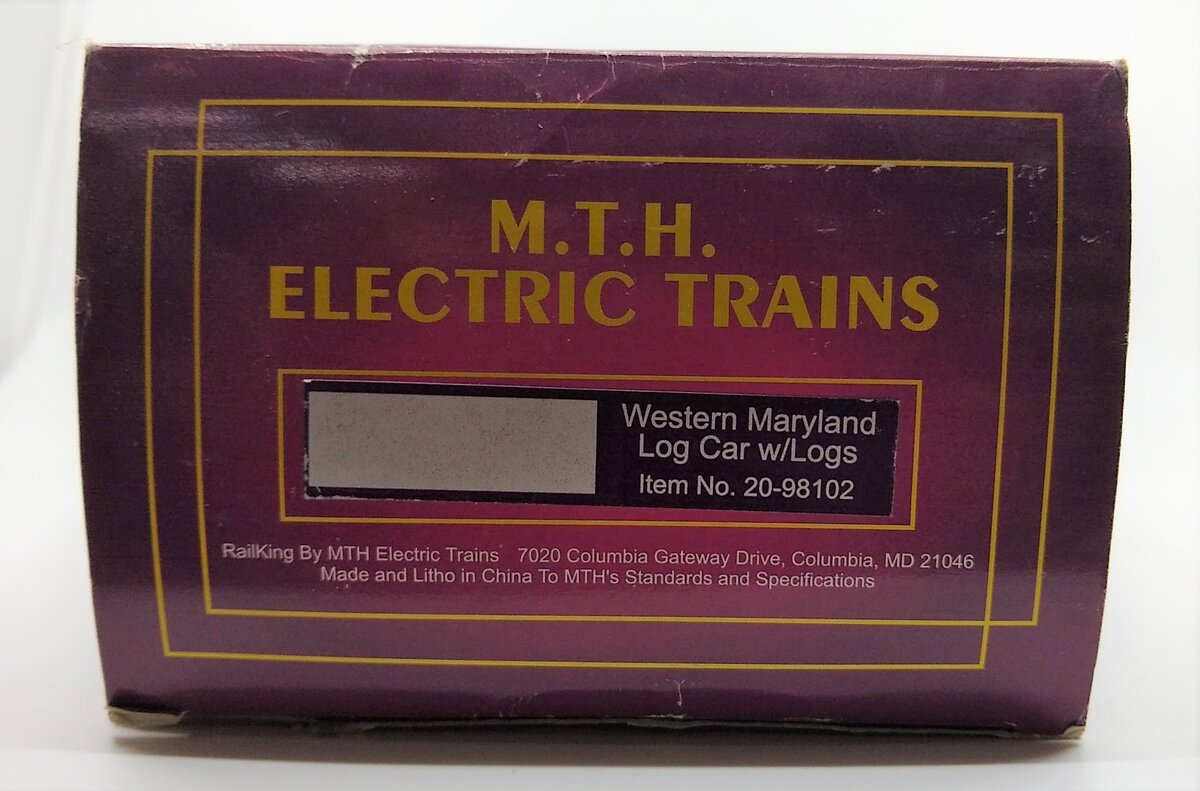 MTH 20-98102 O Western Maryland Flatcar with Log Load #2317 EX/Box