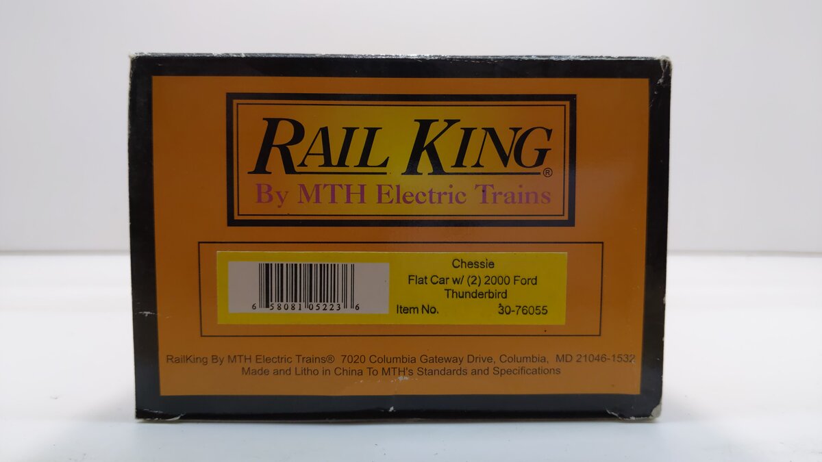 MTH 30-76055 O Gauge Chessie Flatcar w/Two 2000 Ford Thunderbirds #8813 NIB