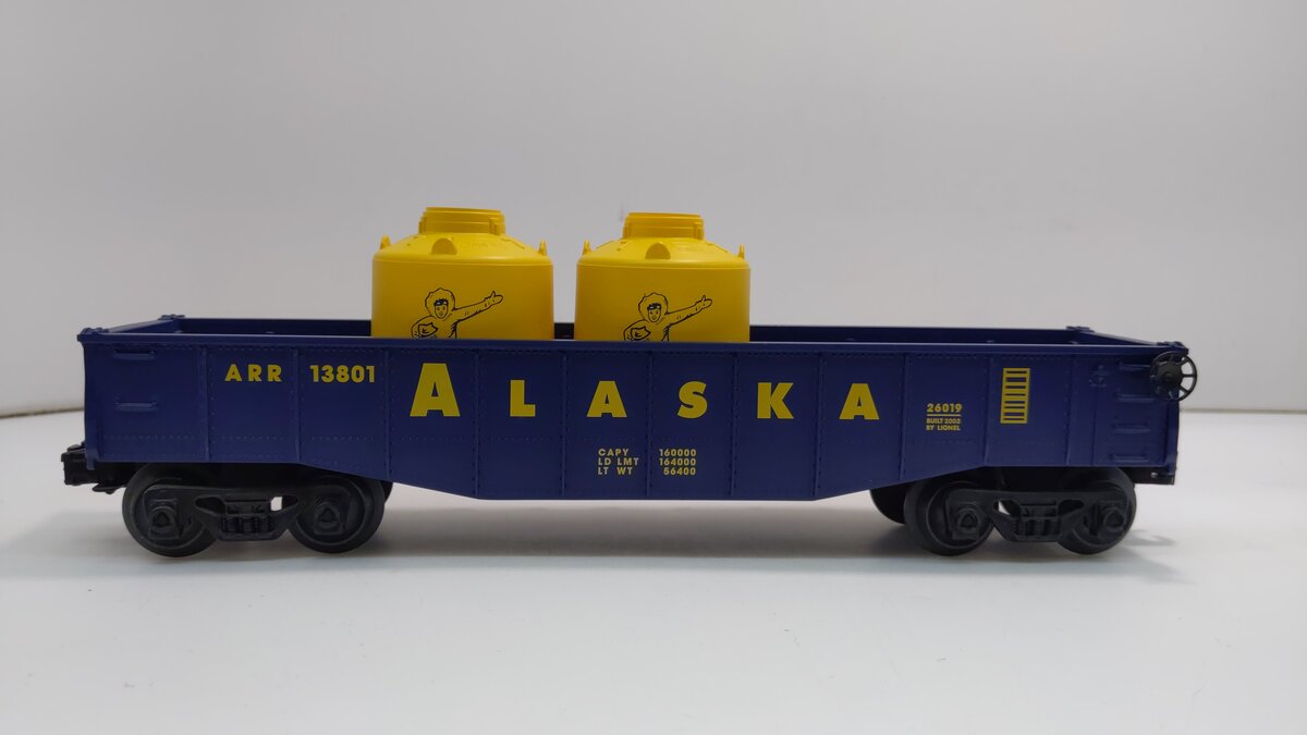Lionel 6-26019 O Gauge Alaska Railroad Gondola w/Canisters #13801 LN/Box