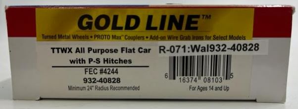 Walthers 932-40828 HO Scale FEC TTWX Flat Car #4244 with P-S Hitches LN/Box