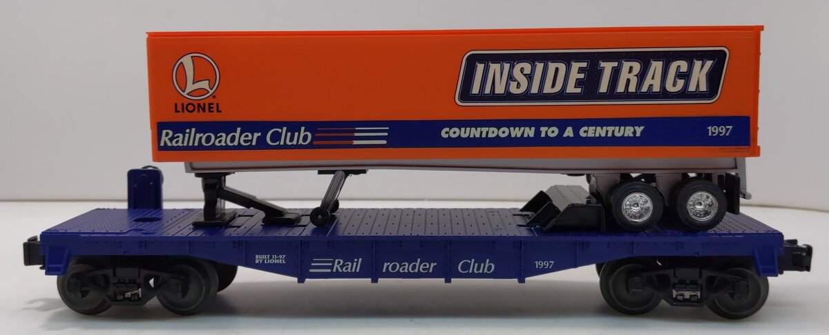 Lionel 6-19437 O Gauge Lionel Rail Roader Club Flatcar w/Inside Track Trailer LN/Box