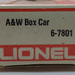 Lionel 6-7801 O Gauge A&W Root Beer Boxcar NIB