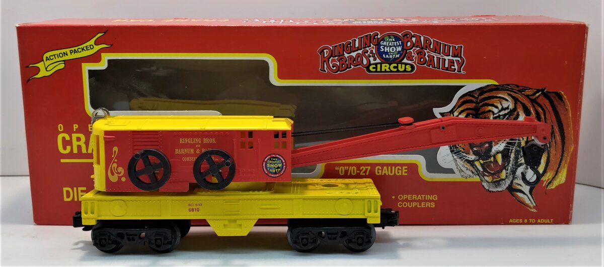 K-Line K6810 O Ringling Bros and Barnum & Bailey Operating Crane Car LN/Box