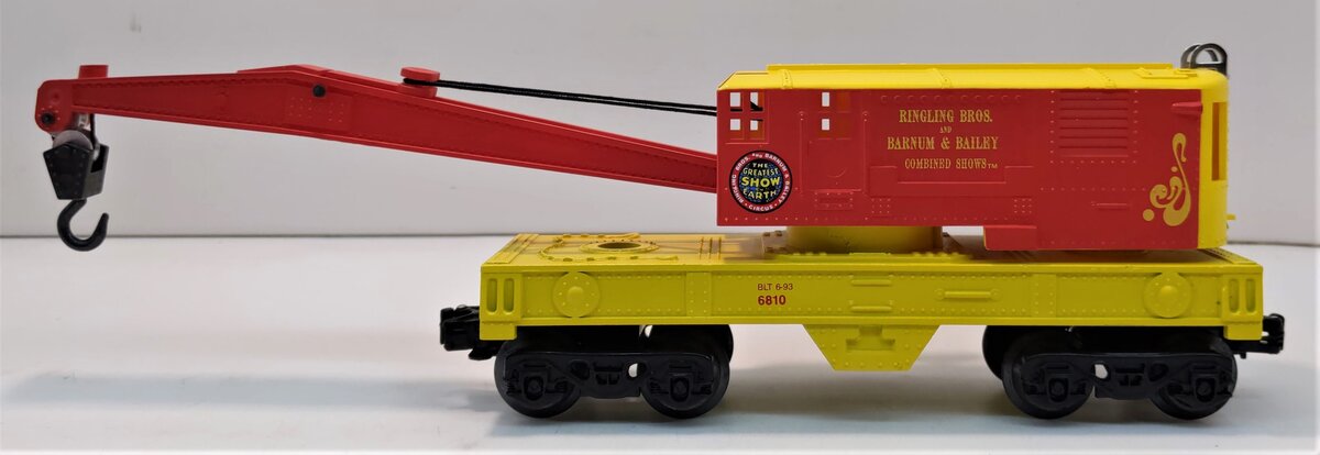 K-Line K6810 O Ringling Bros and Barnum & Bailey Operating Crane Car LN/Box