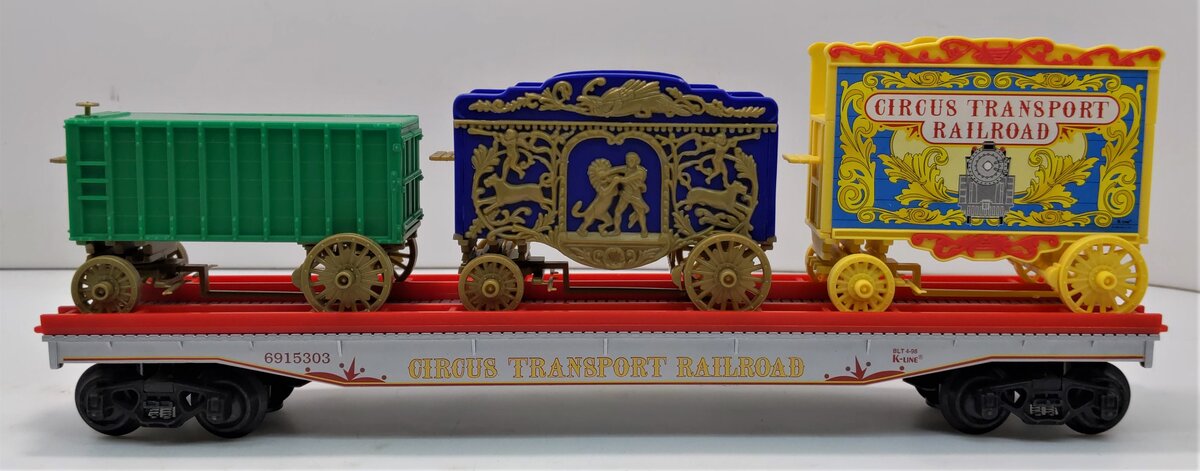 K-Line K691-5303 O Gauge Circus Flatcar w/ 3 Circus Wagons NIB