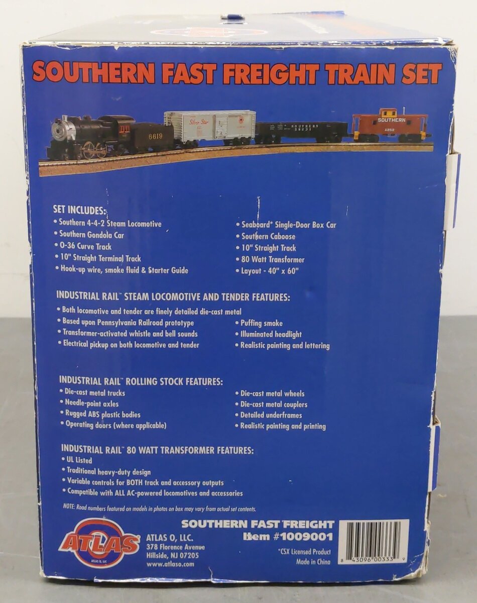 Atlas 1009001 Industrial Rail Southern Fast Freight O Diesel Gauge Train Set EX/Box