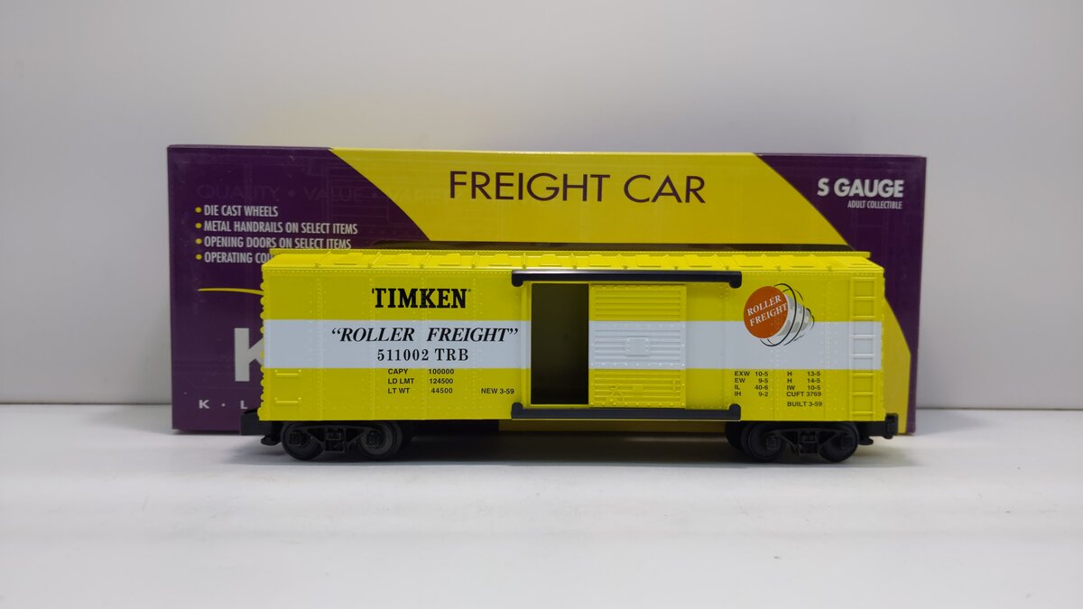 K-Line K511-002 S Gauge Timken Boxcar #511002 EX/Box