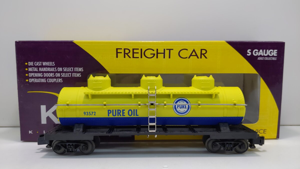 K-Line K511-019 S Gauge The Pure Oil Company Tank Car #93572 LN/Box