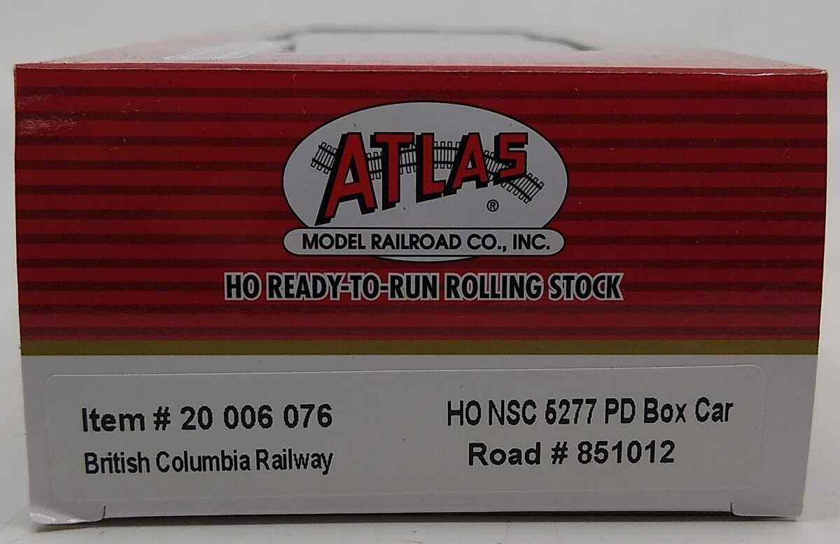 Atlas 20006076 HO British Columbia Railway NSC 5277 50' Plug-Door Boxcar #851012