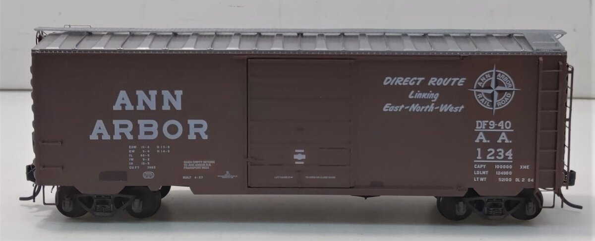 Kadee 5214 HO Scale Ann Arbor 40' PS-1 Standard Boxcar #1234 w 8' Doors