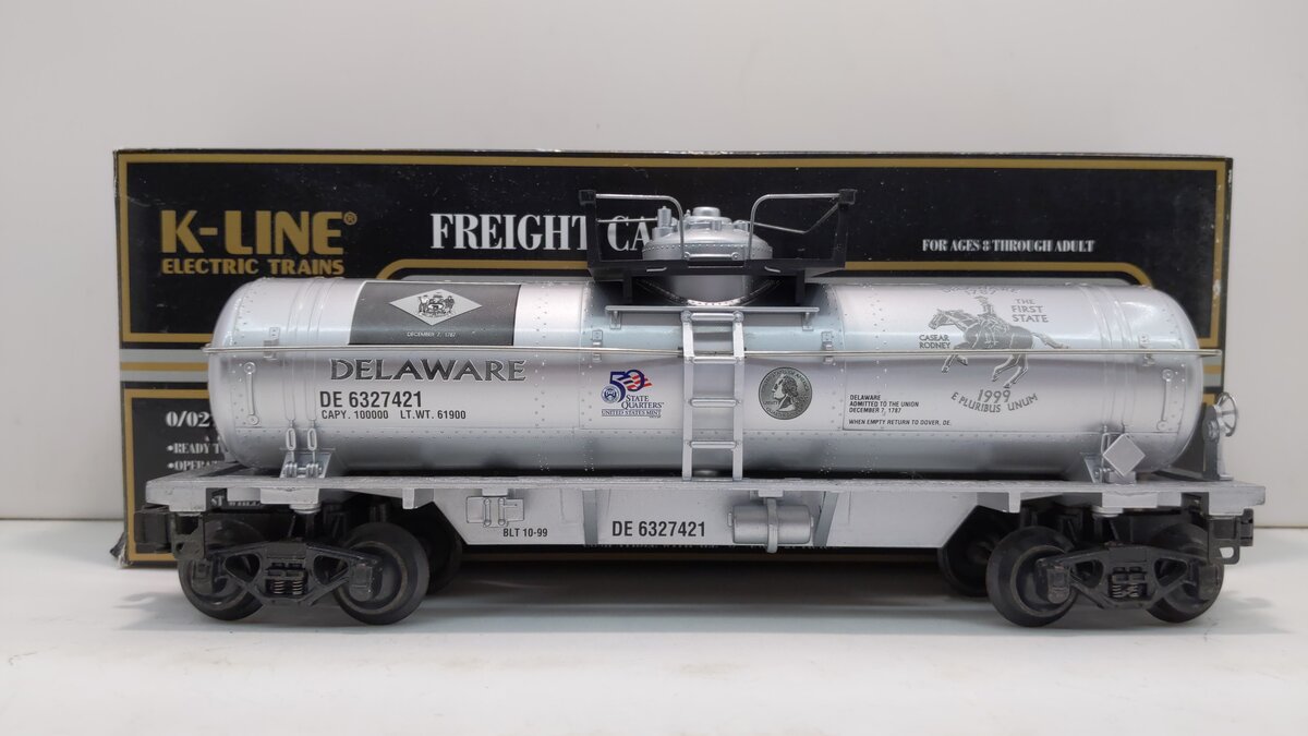 K-Line K632-7421 O Gauge Delaware Quarter Tank Car LN/Box