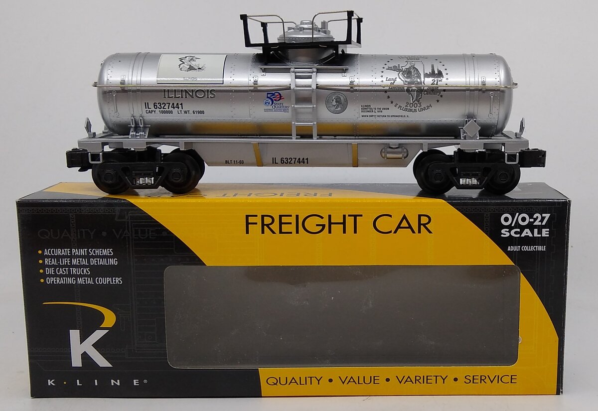 K-Line K632-7441 O Gauge Illinois Commemorative Quarter Tank Bank Car #6327441 LN/Box