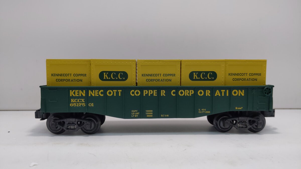 K-Line K651-7501 O Kennecott Copper Corporation Gondola w/Crates LN/Box