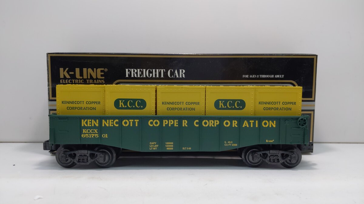 K-Line K651-7501 O Kennecott Copper Corporation Gondola w/Crates LN/Box
