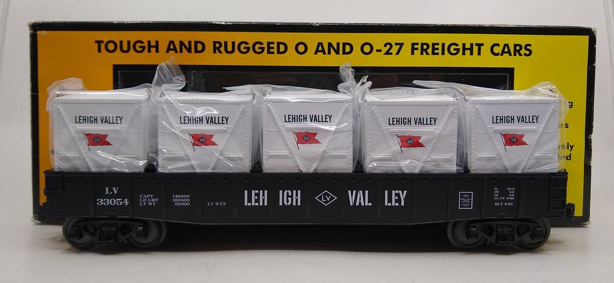 MTH 30-72074 O Gauge Lehigh Valley Gondola Car with Five LCL Containers #33054