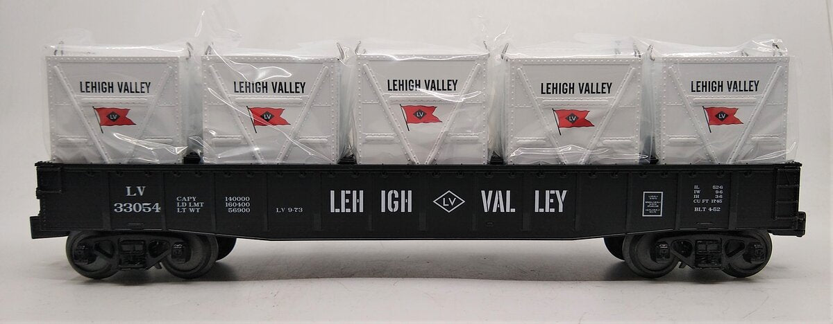 MTH 30-72074 O Gauge Lehigh Valley Gondola Car with Five LCL Containers #33054