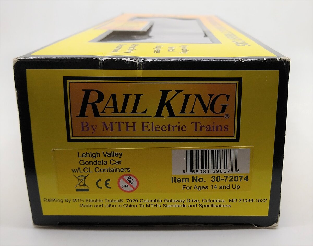 MTH 30-72074 O Gauge Lehigh Valley Gondola Car with Five LCL Containers #33054