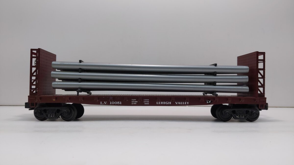 MTH 30-76015 O Gauge Lehigh Valley Flat Car - w/Bulkheads LN/Box
