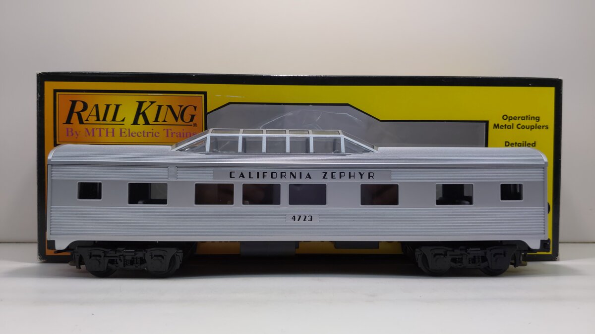 MTH 30-6052 O California Zephyr Streamlined Vista Dome Car #4723 LN/Box