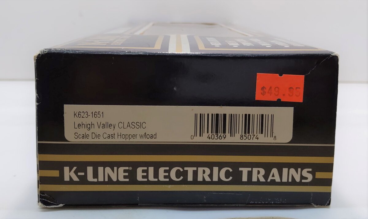 K-Line K623-1651 O Gauge Lehigh Valley Die Cast Hopper w/ Coal Load LN/Box
