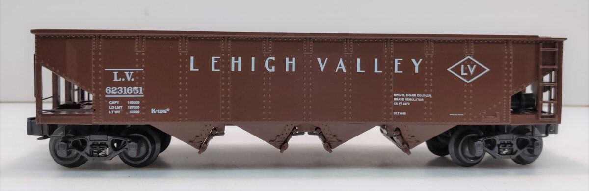 K-Line K623-1651 O Gauge Lehigh Valley Die Cast Hopper w/ Coal Load LN/Box