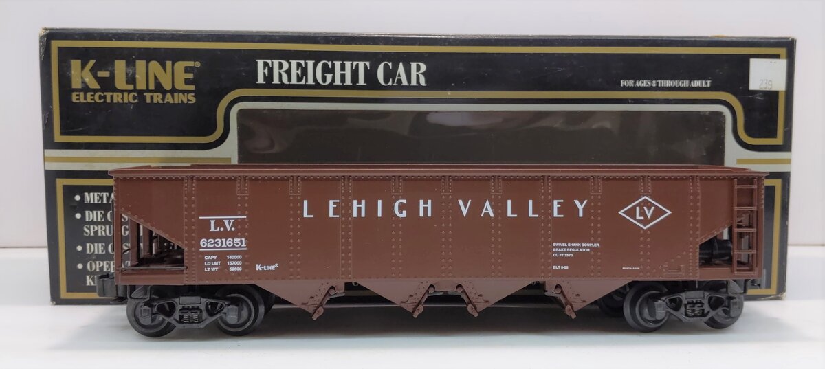 K-Line K623-1651 O Gauge Lehigh Valley Die Cast Hopper w/ Coal Load LN/Box