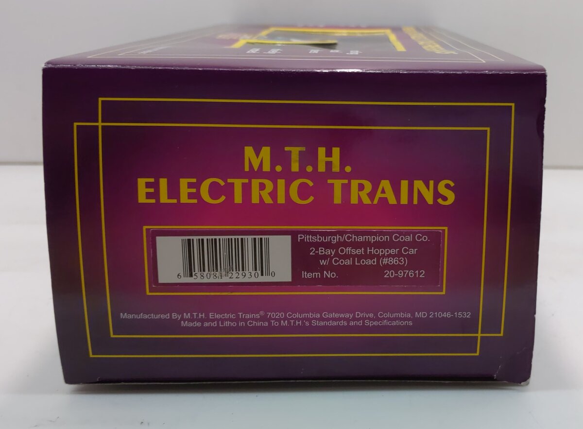 MTH 20-97612 Pittsburgh/Champian Coal Co. 2-Bay Hopper #863 EX/Box