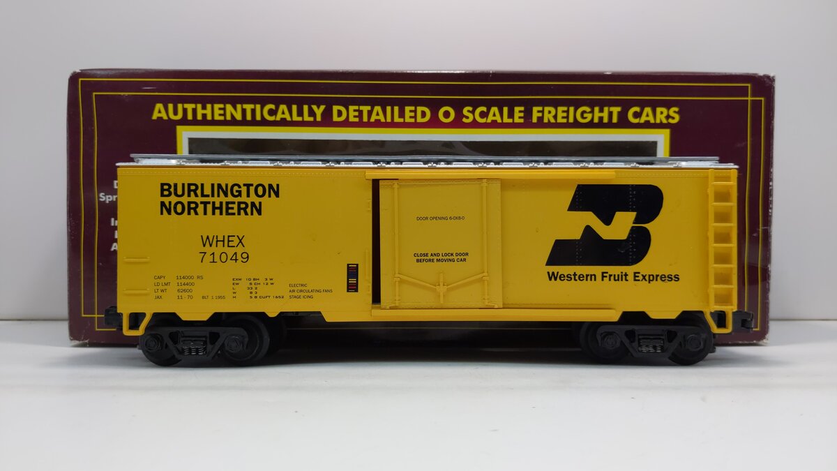 MTH 20-9404 O Gauge Burlington Northern Refrigerator Car #71049 LN/Box