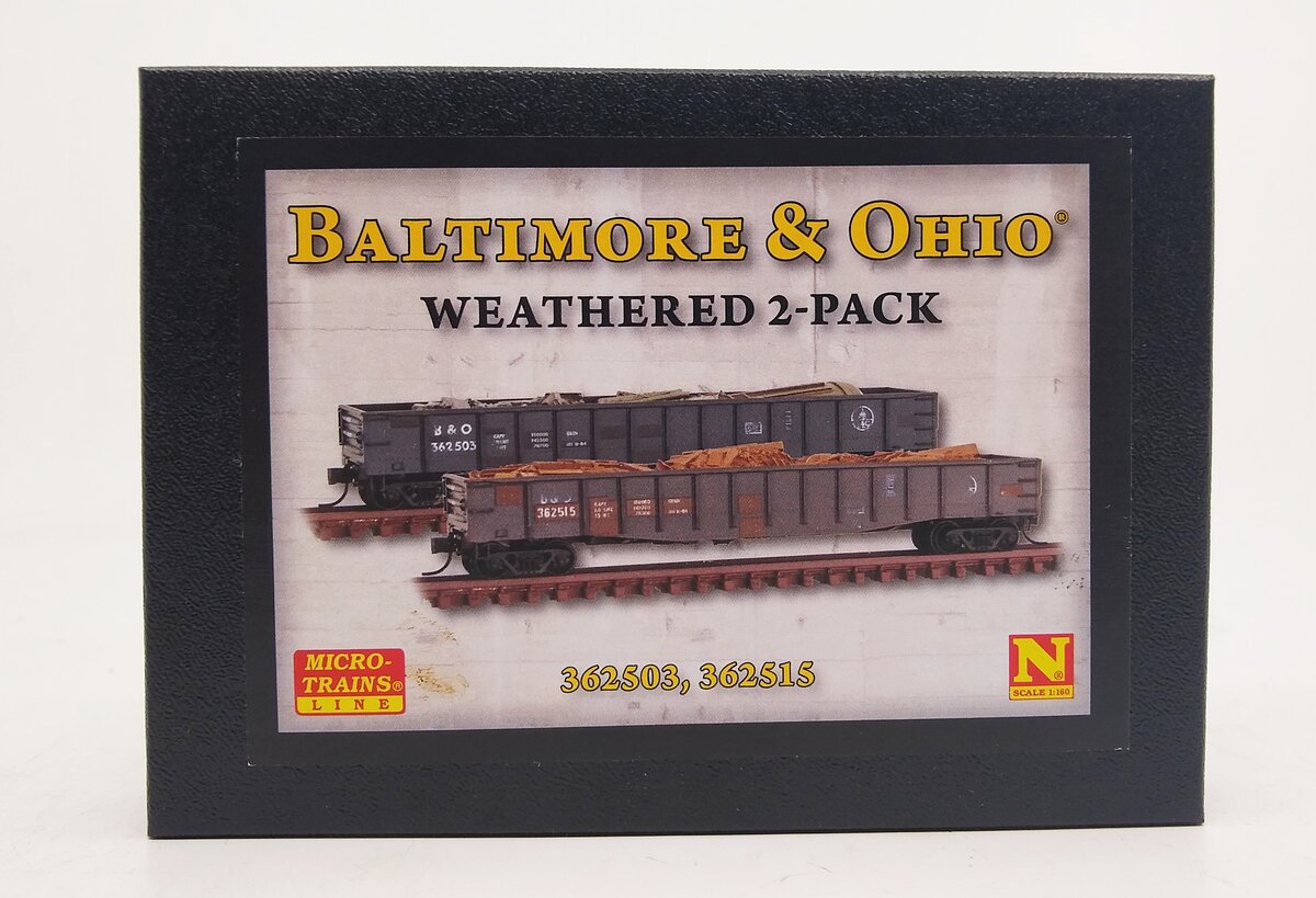 Micro-Trains 99305960 N Baltimore & Ohio 50' Weathered Gondola w/Load (Set of 2)