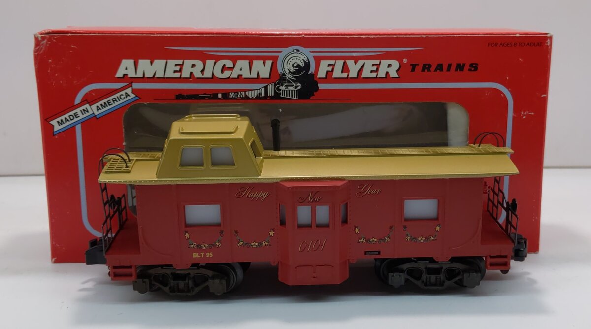 American Flyer 6-48712 S Gauge Christmas Lighted Bay Window Caboose #0101 LN/Box