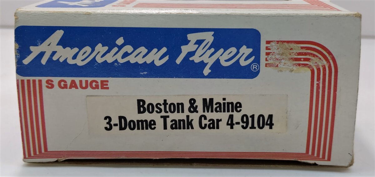 American Flyer 4-9104 S Gauge Boston & Maine Three-Dome Tank Car LN/Box