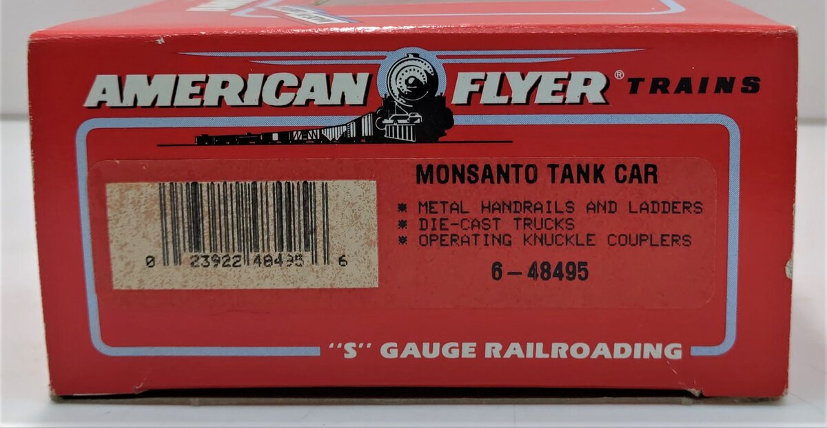 American Flyer 6-48495 S Scale Monsanto Chemicals Single Dome Tank Car LN/Box