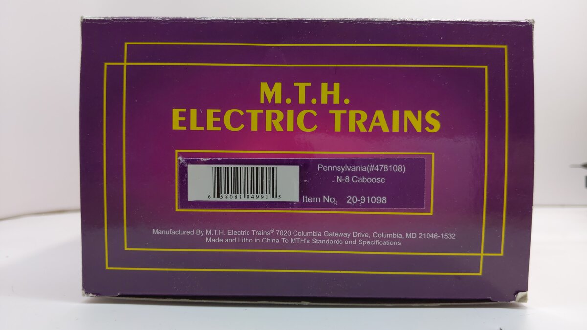 MTH 20-91098 O Gauge Pennsylvania N-8 Caboose #478108 EX/Box