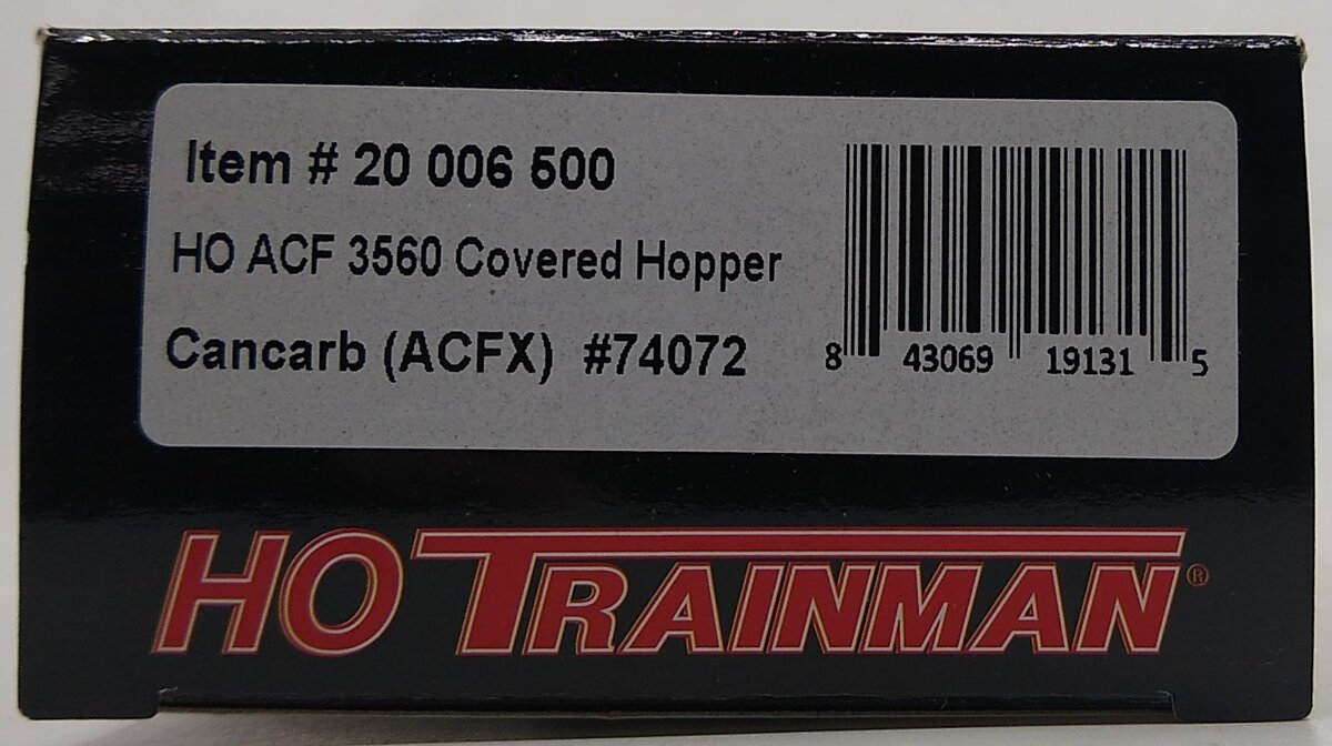 Atlas 20006500 HO Cancarb ACFX TMAN ACF 3560 Covered Hopper #74072