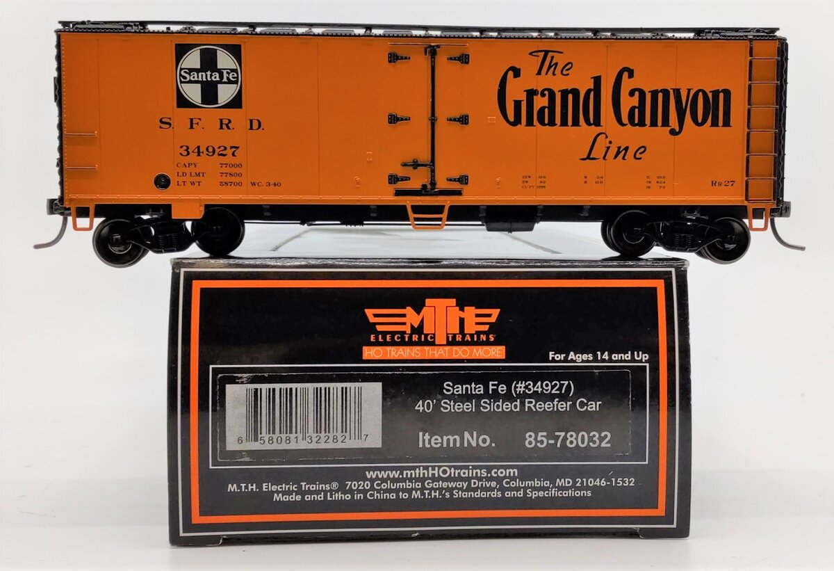 MTH 85-78032 HO Santa Fe 40'' Steel Sided Reefer Car #34927