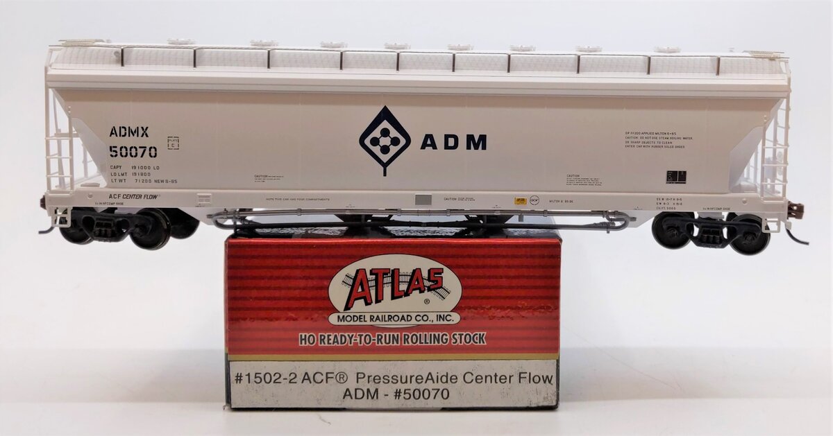 Atlas 1502-2 HO Scale ADM ACF Pressureaid Center Flow Hopper #50070 MT/Box