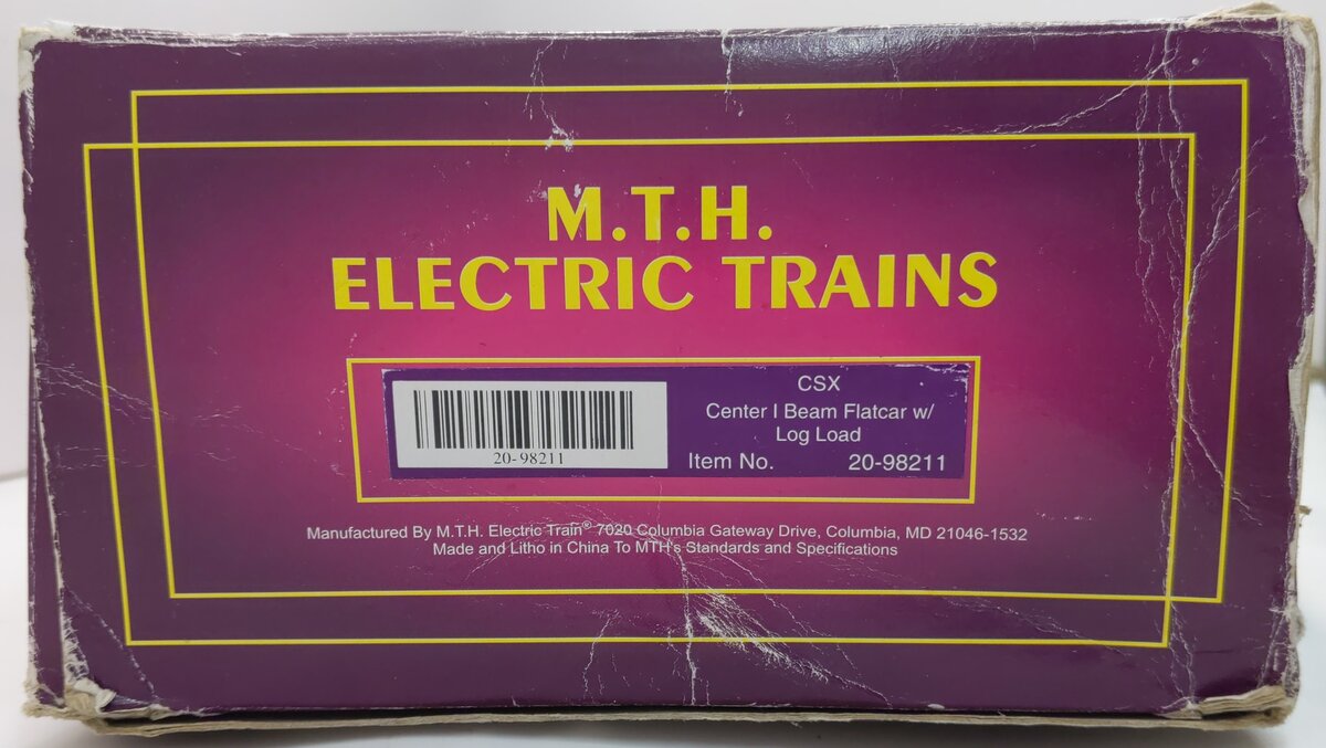 MTH 20-98211 O Gauge CSX Center I Beam Flat Car #1221 w/Log Load LN/Box