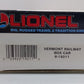 Lionel 6-19211 O Gauge Vermont Railway Boxcar #19211 LN/Box