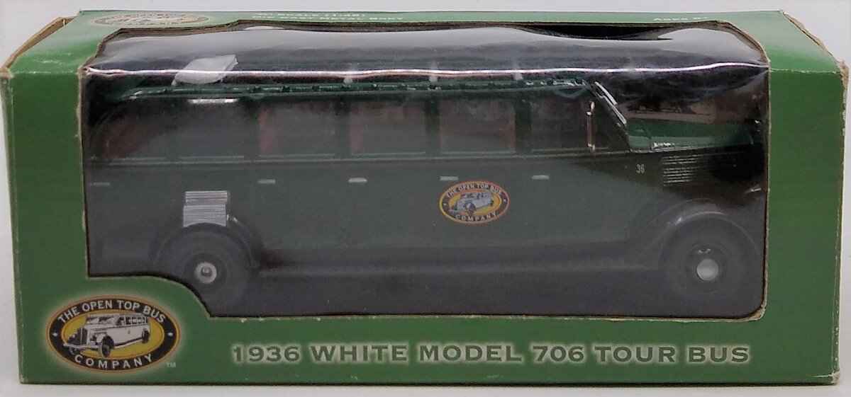 The Open Top Bus Company 70636 1936 White Model 706 Tour Bus Green