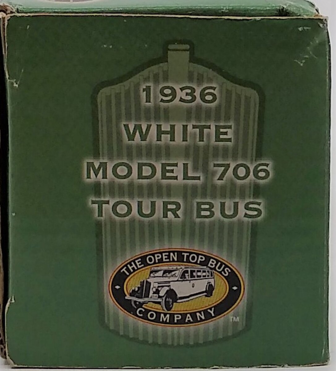 The Open Top Bus Company 70636 1936 White Model 706 Tour Bus Green