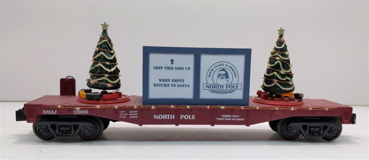 MTH 30-76732 O Christmas Flatcar with Lighted Christmas Trees #120018