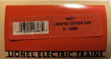 Lionel 6-16368 O Gauge Katy Liquefied Oxygen Flatcar #16368 LN/Box
