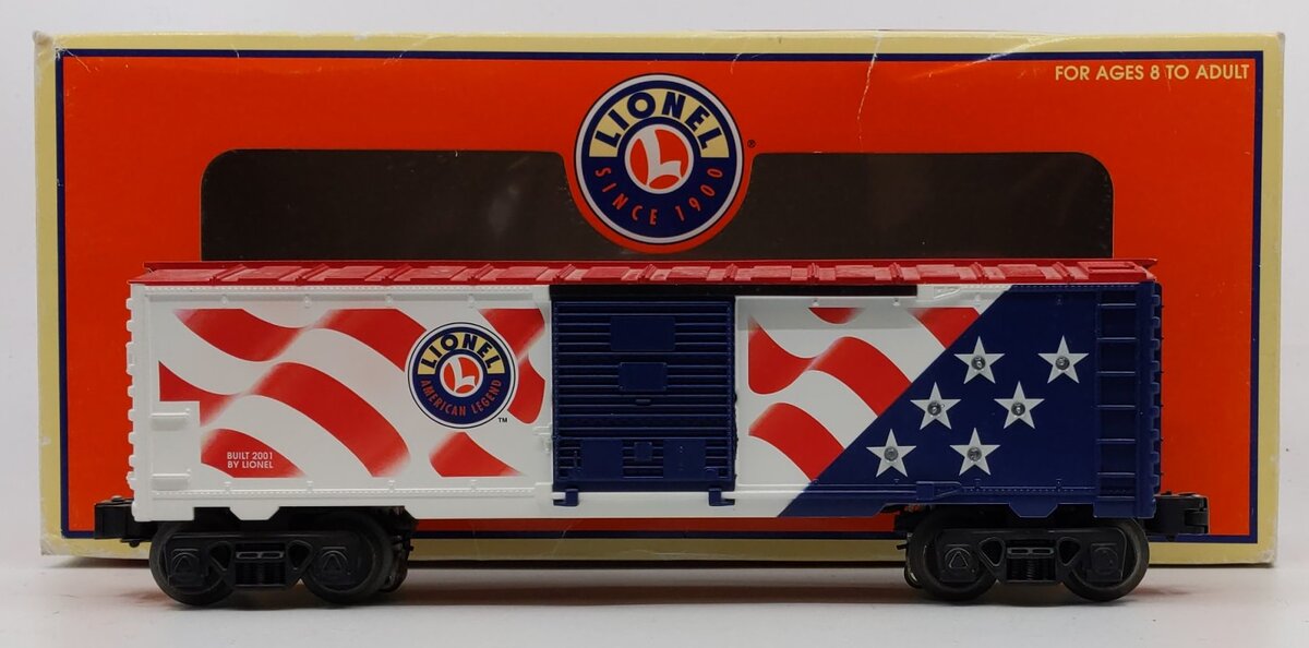 Lionel 6-26777 O Gauge U.S. Flag Boxcar w/Lights LN/Box