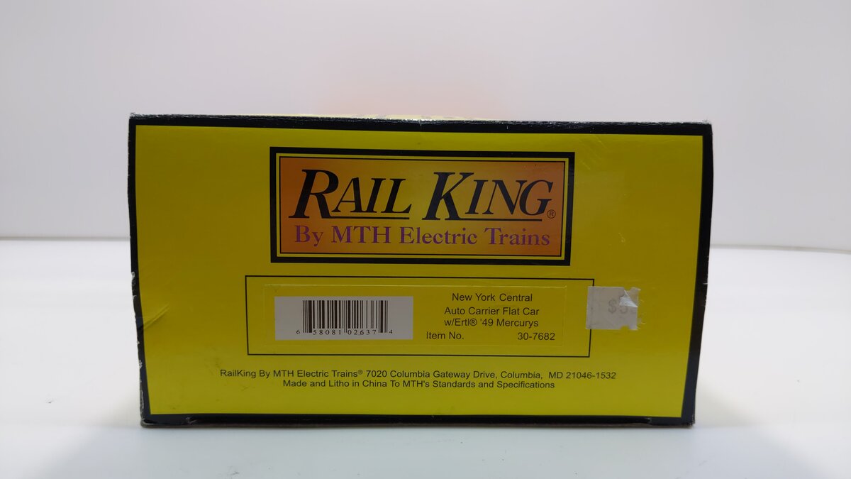 MTH 30-7682 O New York Central Auto Carrier #325 with (4) Ertl 1949 Mercurys LN/Box