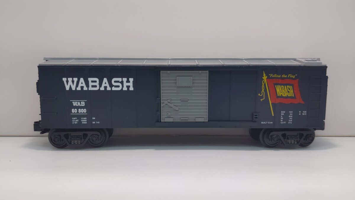 MTH 30-74917 O Wabash 50' Double Door Plugged Boxcar #50010 LN