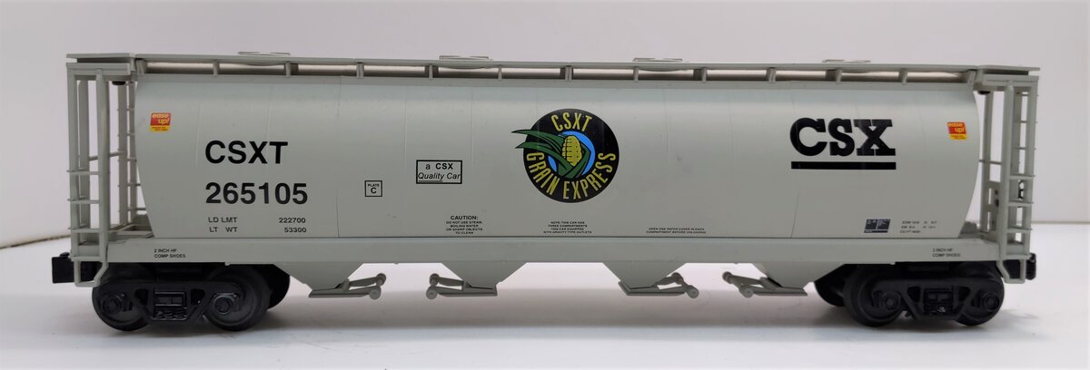 MTH 30-75521 O CSX RailKing 4-Bay Cylindrical Hopper Car #265105 LN/Box